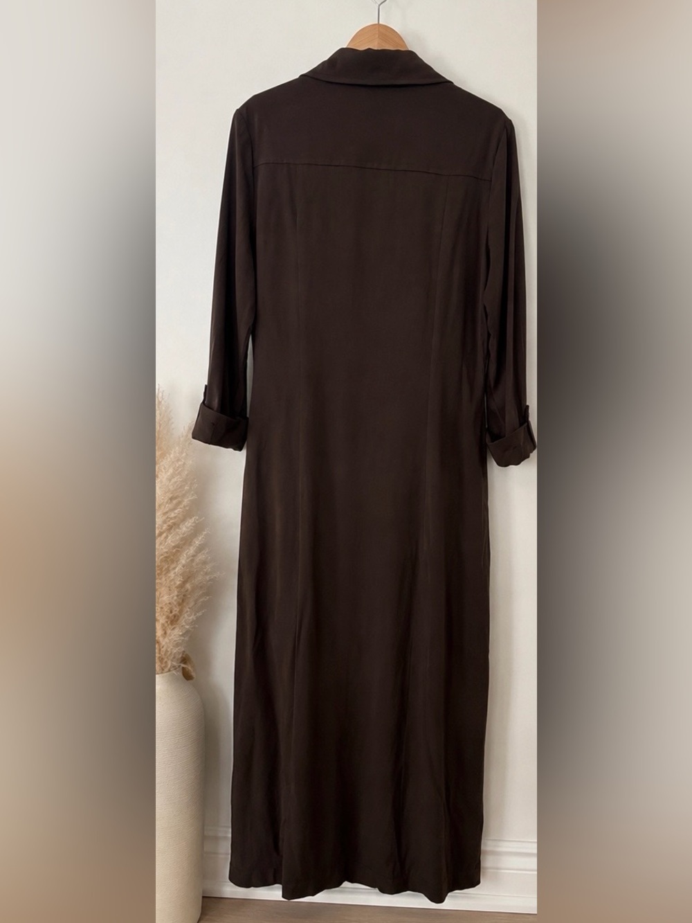 Vintage Harve Lenard Brown Long-Sleeve Button-Front Shirt Dress - Size 8 - Picture 2 of 3